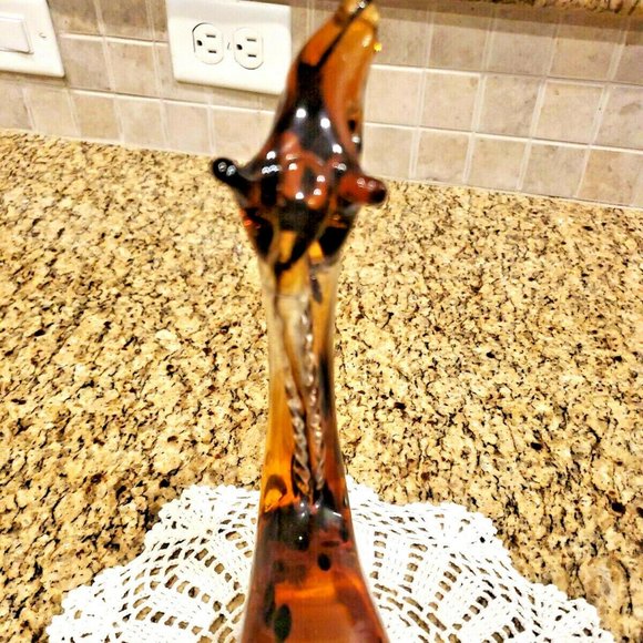 L@@K Vintage Murano Style Art Glass Giraffe 10 Inch Sculpture Amber And Black - Picture 4 of 8
